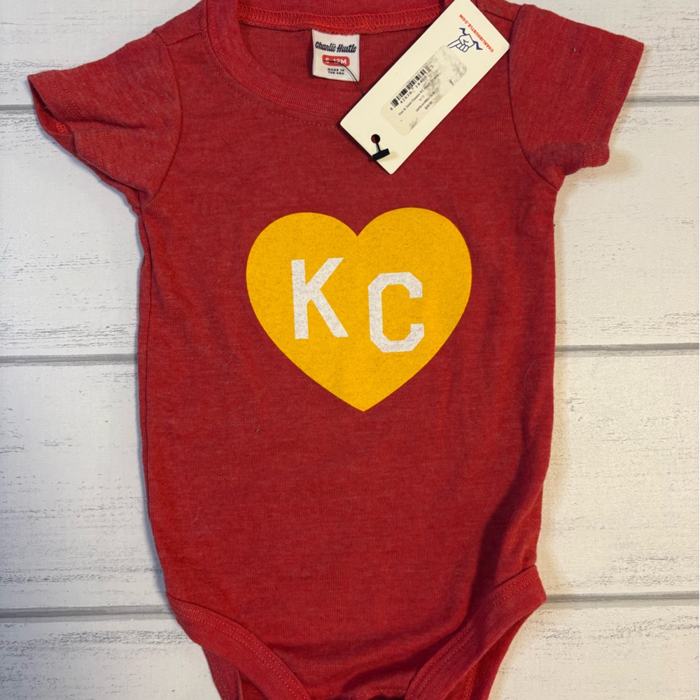 KC Heart Graphic Red Baby Bodysuit - Unbranded